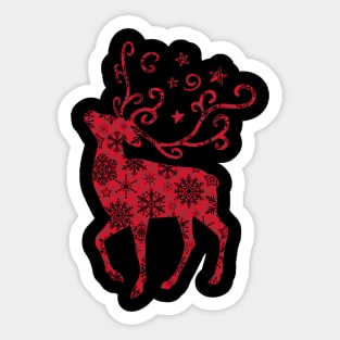 Christmas reindeer t-shirt | Christmas red reindeer snowflake t-shirt | Christmas t-shirt gift for him her Sticker